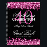 40th Birthday Guestbook Party Sparkles Pink Notebook<br><div class="desc">An elegant and modern 40th (fortieth) Birthday Guest Book template with Party Sparkles Pink design (featuring lights,  string and sparkles) with easy to customise text.</div>
