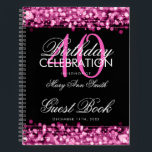 40th Birthday Guestbook Party Sparkles Pink Notebook<br><div class="desc">An elegant and modern 40th (fortieth) Birthday Guest Book template with Party Sparkles Pink design (featuring lights,  string and sparkles) with easy to customise text.</div>