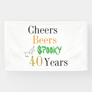 40th Birthday Halloween Cheers Spooky Party Banner