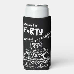 40th Birthday Hand Drawn Can Coolers