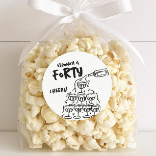 40th Birthday Hand Drawn Favour Stickers