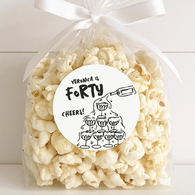 40th Birthday Hand Drawn Favour Stickers (Creator Uploaded)