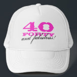 40th Birthday hat | 40 and fabulous!<br><div class="desc">Pink 40th Birthday hat | 40 and fabulous! Personalizable age number. Cute fortieth bday gift idea for women: mum,  grandma,  sister  etc.</div>