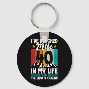 40th Birthday Hiking Age 40 Forty Years Old Design Key Ring