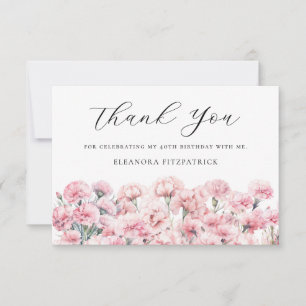 40th Birthday Holly January Birth Flower Custom Thank You Card