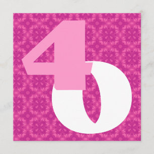 40th Birthday Huge Numbers Hot Pink White W977 Invitation