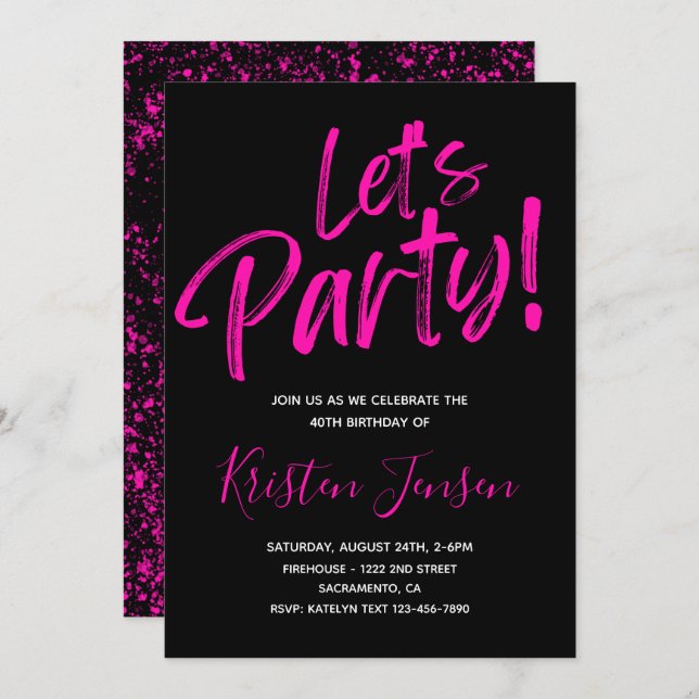 40th Birthday Invitation | 40th Birthday Invite (Front/Back)