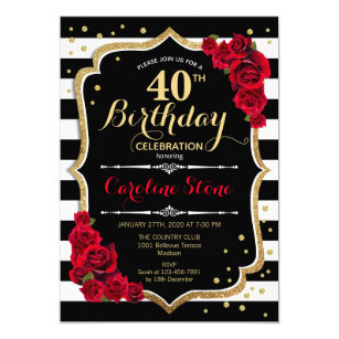 Black And White 40Th Birthday Party Invitations 10