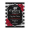 40th Birthday Invitation Black White Stripes Roses