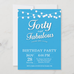 40th Birthday Invitation Blue Fabulous