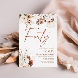 40th Birthday Invitation Boho Pampas 