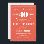 40th Birthday Invitation Burgundy Orange and White<br><div class="desc">40th Birthday Invitation Orange and White Typography. Orange and White Background. Adult Birthday. Male Men or Women Birthday. Kids Boy or Girl Lady Teen Teenage Bday Invite. 13th 15th 16th 18th 20th 21st 30th 40th 50th 60th 70th 80th 90th 100th. Any Age. For further customisation, please click the "Customise it"...</div>
