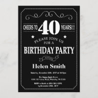 40th Birthday Invitation Chalkboard