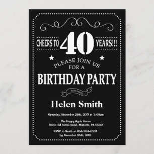 40th Birthday Invitation Chalkboard