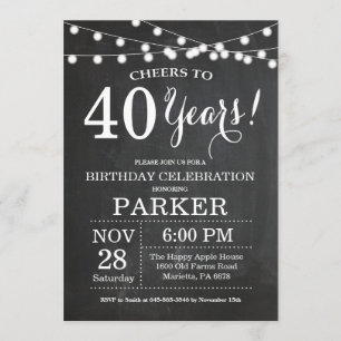 40th Birthday Invitation Chalkboard