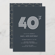 40th Birthday Invitation Dark Minimal