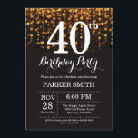 40th Birthday Invitation Gold Glitter<br><div class="desc">40th Birthday Invitation with Gold String Lights with Gold Glitter Background. Gold Birthday. Adult Birthday. Men or Women Bday Invite. 13th 15th 16th 18th 20th 21st 30th 40th 50th 60th 70th 80th 90th 100th, Any age. For further customisation, please click the "Customise it" button and use our design tool to...</div>