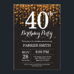 40th Birthday Invitation Gold Glitter<br><div class="desc">40th Birthday Invitation with Gold String Lights with Gold Glitter Background. Gold Birthday. Adult Birthday. Men or Women Bday Invite. 13th 15th 16th 18th 20th 21st 30th 40th 50th 60th 70th 80th 90th 100th, Any age. For further customisation, please click the "Customise it" button and use our design tool to...</div>