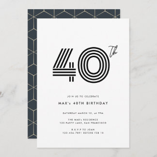 40th Birthday Invitation Light Minimal