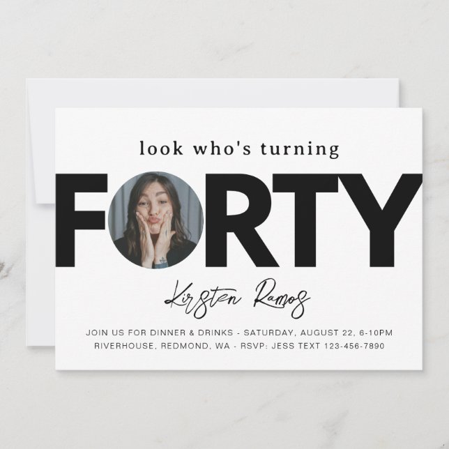40th Birthday Invitation | Minimalist 40th (Front)