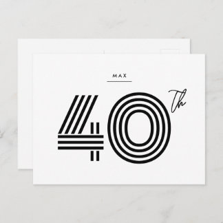 40th Birthday Invitation Minimalist Postcard