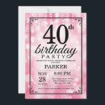 40th Birthday Invitation Pink Glitter<br><div class="desc">40th Birthday Invitation with Pink String Lights with Pink Glitter Background. Pink Birthday. Adult Birthday. Men or Women Bday Invite. 13th 15th 16th 18th 20th 21st 30th 40th 50th 60th 70th 80th 90th 100th, Any age. For further customisation, please click the "Customise it" button and use our design tool to...</div>