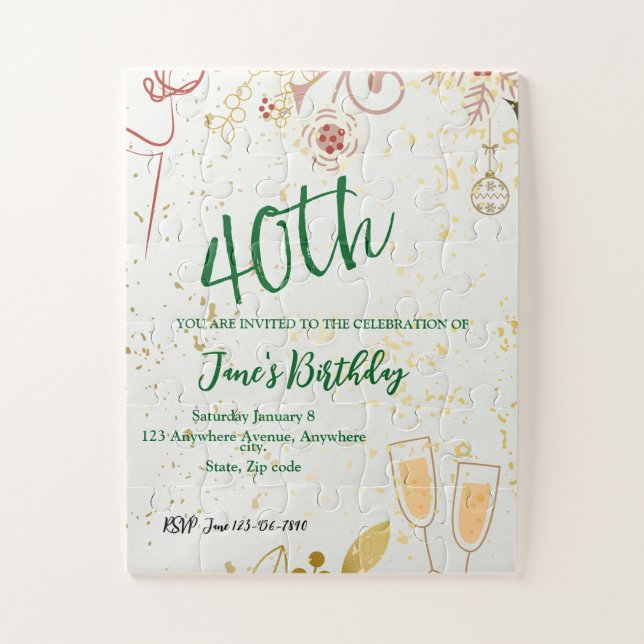 40TH BIRTHDAY INVITATION PUZZLE (Vertical)