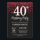 40th Birthday Invitation Red Glitter<br><div class="desc">40th Birthday Invitation with Red String Lights with Red Glitter Background. Red Birthday. Adult Birthday. Men or Women Bday Invite. 13th 15th 16th 18th 20th 21st 30th 40th 50th 60th 70th 80th 90th 100th, Any age. For further customisation, please click the "Customise it" button and use our design tool to...</div>