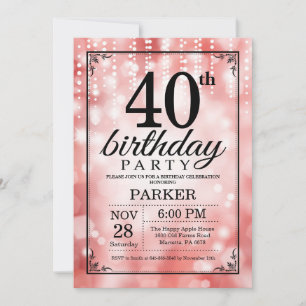 40th Birthday Invitation Red Glitter