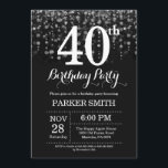 40th Birthday Invitation Silver Glitter<br><div class="desc">40th Birthday Invitation with Silver String Lights with Silver Glitter Background. Silver Birthday. Adult Birthday. Men or Women Bday Invite. 13th 15th 16th 18th 20th 21st 30th 40th 50th 60th 70th 80th 90th 100th, Any age. For further customisation, please click the "Customise it" button and use our design tool to...</div>