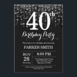40th Birthday Invitation Silver Glitter<br><div class="desc">40th Birthday Invitation with Silver String Lights with Silver Glitter Background. Silver Birthday. Adult Birthday. Men or Women Bday Invite. 13th 15th 16th 18th 20th 21st 30th 40th 50th 60th 70th 80th 90th 100th, Any age. For further customisation, please click the "Customise it" button and use our design tool to...</div>