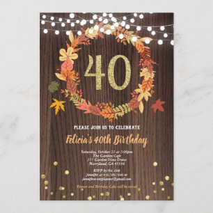 40th birthday invitation Thanksgiving fall rustic