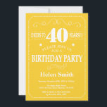 40th Birthday Invitation Yellow and White<br><div class="desc">40th Birthday Invitation Yellow and White Typography. Yellow and White Background. Adult Birthday. Male Men or Women Birthday. Kids Boy or Girl Lady Teen Teenage Bday Invite. 13th 15th 16th 18th 20th 21st 30th 40th 50th 60th 70th 80th 90th 100th. Any Age. For further customisation, please click the "Customise it"...</div>