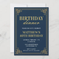 40th birthday invitations Birthday dinner Men