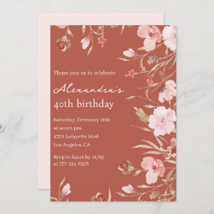 40th birthday invitations Boho Floral Chic