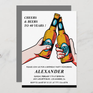 40th birthday invitations Cheers and Beers Men