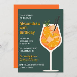 40th birthday invitations Cocktail Elegant Modern