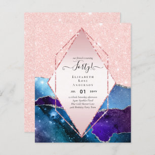 40th Birthday Invitations Glamour Girly Modern FUN