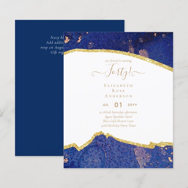 40th Birthday Invitations Glamour Girly Modern FUN (Front/Back)