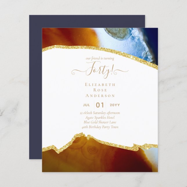 40th Birthday Invitations Glamour Girly Modern FUN (Front/Back)