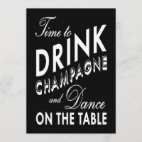 40th Birthday Invite Time to Drink Champagne black