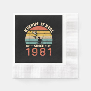 40th Birthday - Keepin It Reel Since 1981 Fishing Napkin