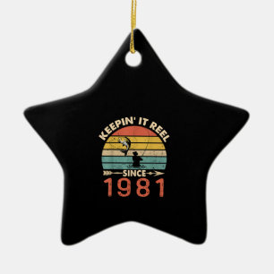 40th Birthday - Keepin It Reel Since 1981 Retro Ceramic Ornament