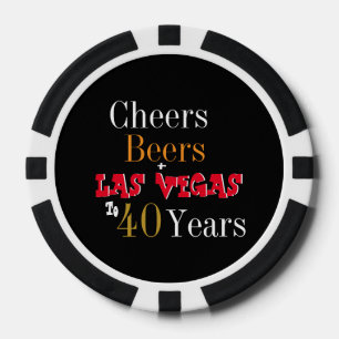 40th Birthday Las Vegas Cheers and Beers Party Poker Chips