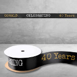 40th Birthday Legendary Black Gold Retro Satin Ribbon<br><div class="desc">For those celebrating their 40th birthday we have the ideal birthday party ribbon with a vintage feel. The black background with a white and gold vintage typography design design is simple and yet elegant with a retro feel. Easily customise the text of this birthday gift using the template provided. Part...</div>