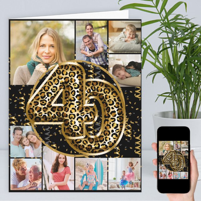 40th Birthday Leopard Print Gold Balloons Photo Card (Creator Uploaded)