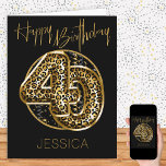 40th Birthday Leopard Print Gold Foil Balloons Card<br><div class="desc">Personalised 40th birthday card with animal print foil balloons in black and gold. The trendy leopard print balloons are framed with black and gold confetti and Happy Birthday is hand lettered in gold. The template is ready for you to personalise the front of the card and add a message inside...</div>