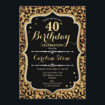 40th Birthday - Leopard Print Invitation<br><div class="desc">40th Birthday Invitation.
Elegant black white design with faux glitter gold. Features leopard cheetah animal print and script font. Perfect for an elegant birthday party. Can be personalised into any year! Message me if you need further customisation.</div>