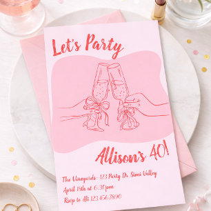 40th Birthday ,Let’s Party Champagne, Cheers Invitation