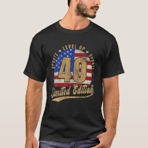 40Th Birthday Limited Edition Level Up Vintage Ret T-Shirt